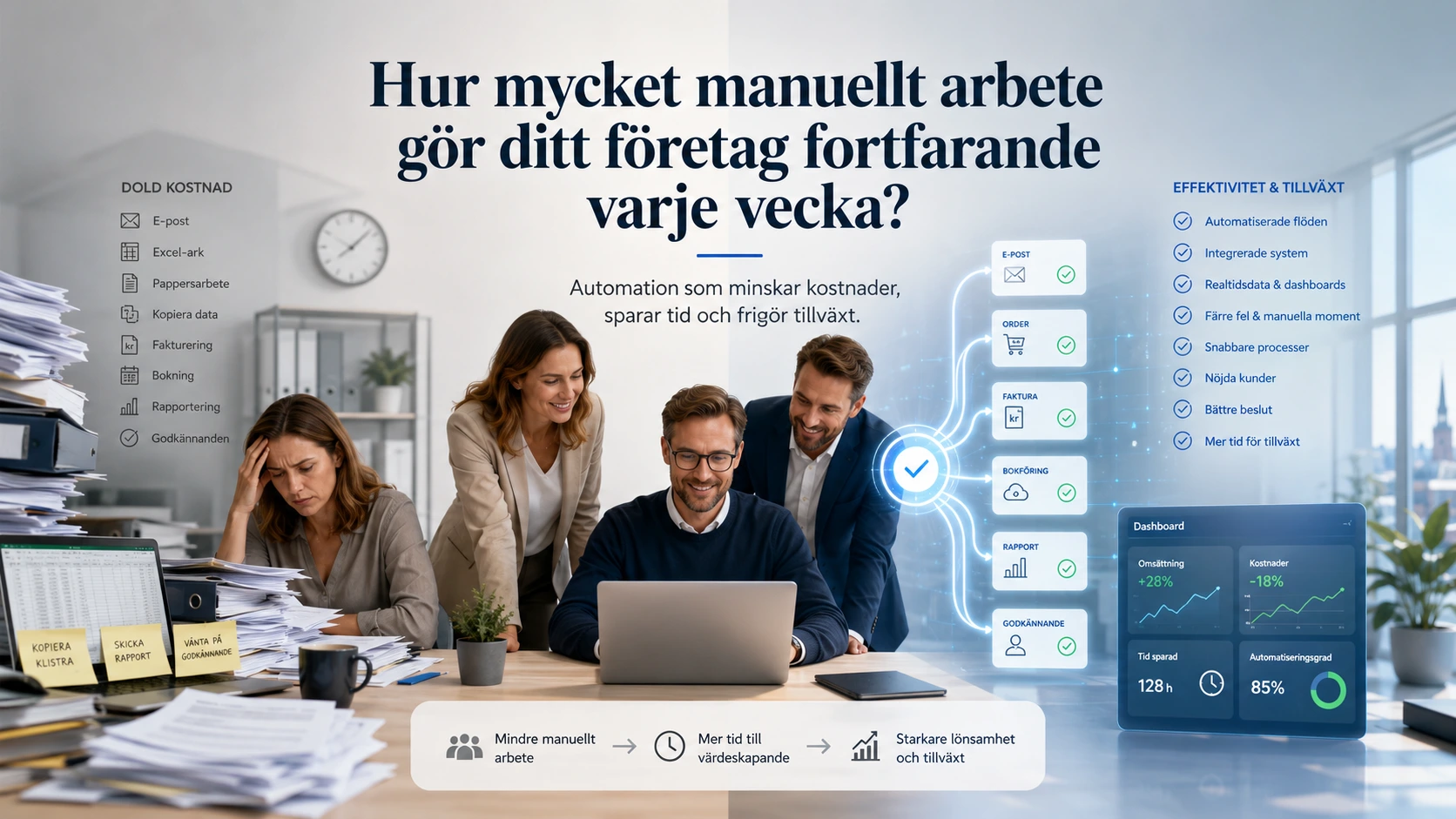Hur mycket manuellt arbete gör ditt företag varje vecka?